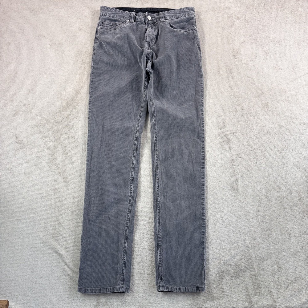 prAna Slim Fit Sustainer Pants in Grey Corduroy Men 30x34 Organic 5-pockets